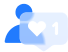 A imagem de uma pessoa em azul ao lado de um ícone de coração dentro de um balão de diálogo, indicando que a pessoa recebeu uma curtida.